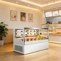 Nouvelle Arrivée Vitrine Réfrigérée Commerciale Rétro Noire 350L avec Porte Vitrée pour Gâteaux et Aliments