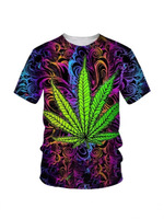 T-shirt graphique en polyester et élasthanne pour homme, imprimé en sérigraphie, style décontracté chic, vente en gros Fitspi Leaf