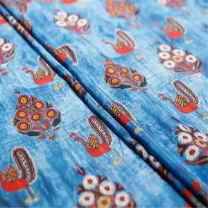 National New Coming Special Peacock Design Printed Pure Silk Crepe De Chine Fabric for Lady Elegant Dress