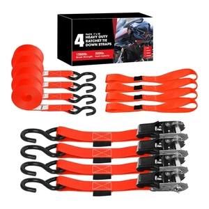 Paquete de 4 Correas de Amarre Resistentes de 1 Pulgada x 15 Pies con Ganchos de Seguridad en S y Lazos Suaves, 1500 Libras, para Camiones, Carga, Electrodomésticos, Motocicletas - Product Image 1