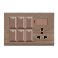 Interrupteur mural intelligent électrique Juben personnalisable à 6 gangs avec variateur 10A en matériau PC pour systèmes de maison intelligente et option de logo