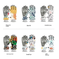 Gants de ski et de snowboard pour enfants, motif baleine sous-marine, imperméables, chauds, doublés de polaire, antidérapants sur toute la paume, pour garçons et filles de 4 à 12 ans
