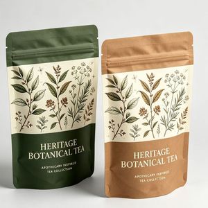 Custom Logo Printed Eco Friendly Kraft Paper Matte Finish <b>Zip</b> Lock Resealable Stand Up Pouch For Loose Tea Packaging <b>Bag</b> - Product Image 4