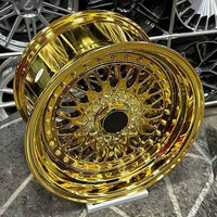 16 Zoll Chrom-Gold-Felgen JDM Räder 16*8,0J ET 25 PCD 4*100 4*114,3 CB 73,1 für Mazda Honda BMW E30 VW Golf MK2 3 Nissan KIA RS