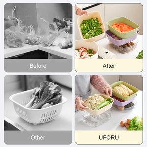 UFORU <span class=keywords><strong>Panier</strong></span> d'égouttage et de conservation de cuisine moderne pour le lavage des légumes - Product Image 4