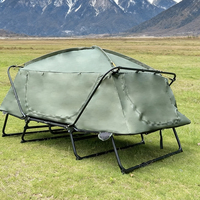 Lit de camping pliable double couche imperméable quatre saisons pour l'extérieur, structure à une chambre avec poteaux en fibre de verre pour 1-2 personnes