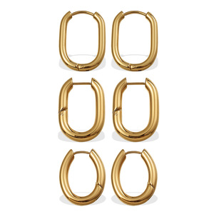 Pendientes de Aro Ovalados Minimalistas de Acero de Titanio en Oro y Plata para Mujer, Diseño Geométrico de Moda, Primavera 2025 - Product Image 5