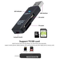 Lector de Tarjetas Externo USB 3.0 2 en 1 para Adaptador TF, Alta Velocidad, Multi Tarjeta, Plug and Play, Portátil para Laptop y PC