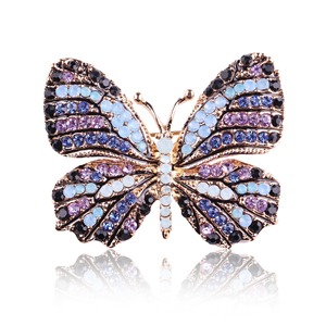 Broche de <span class=keywords><strong>mariposa</strong></span> de aleación ecológica con diamantes de imitación para mujer, pin de solapa vintage de cristal con diseño de insecto, broche rosa y <span class=keywords><strong>azul</strong></span> para accesorios de blazer - Product Image 2