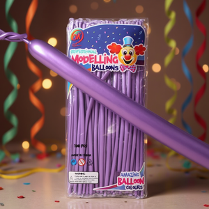 Globos Profesionales para Modelar, Color Morado Cromado, 100 Unidades, para Fiestas Infantiles - Product Image 2