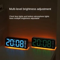 Réveil numérique LED avec affichage de la température, de la date et du jour de la semaine, horloge de table, luminosité réglable, réveils électroniques pour la maison