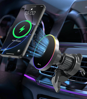 Support de charge sans fil magnétique pour grille d'aération de voiture avec lampe RGB réglable pour iPhone 18 17 16 Pro Max, chargeur de voiture sans fil 15W