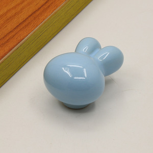 Poignée de tirage moderne en céramique bronze motif lapin, colorée style dessin animé, pour portes de cuisine, salle de bain, commodes et armoires, monotrou - Product Image 6