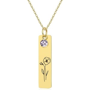 Collier <span class=keywords><strong>en</strong></span> acier inoxydable doré SongYi, vente chaude, variété de motifs floraux, cadeau personnalisé pour un anniversaire, la fête des mères, le bouddhisme - Product Image 3