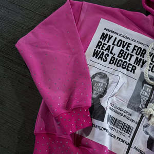 Conjunto de Sudadera con Capucha y Cremallera, Pantalones de Chándal Personalizados con Bordados, Aplicaciones y Parches, Chándal de Algodón Pesado con Pedrería, Conjunto de Dos Piezas - Product Image 4