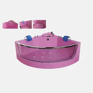 Benutzer definierte Ecke Fiberglas Massage Thermostat Whirlpool Home Use Pink Acryl Jetted Spa Whirlpool Badewanne