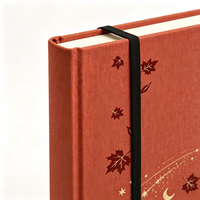 Carnet personnalisé en forme de feuille d'érable d'automne, A5, couverture rigide en tissu brun rougeâtre, journal, cadeau