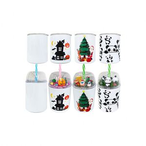 แก้วกาแฟสแตนเลสแบบมีฝาปิดสำหรับตกแต่งเอง ขนาด 10 ออนซ์ พร้อมหลอดดูด - Product Image 2