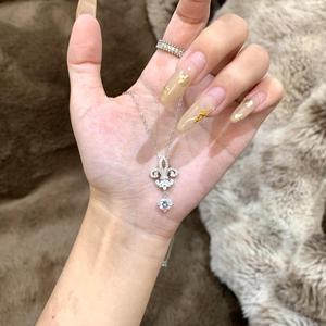 S925 Pure <b>Silver</b> Fine Jewelry <b>Sets</b> Full Diamond Wealthy Iris Pendant <b>Necklace</b> with <b>Earrings</b> Luxurious <b>and</b> Elegant - Product Image 4