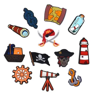 Hot selling Rubber PVC Sandal Clog Charms Looking Glass Anchor Drifting Bottle Treasure Pirates Shoe Charms Wholesale For Shoes