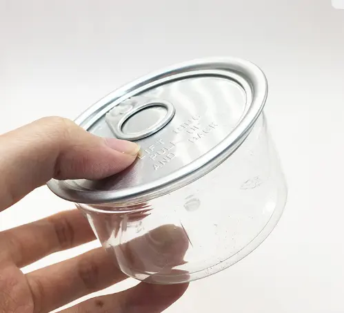 100ml स्पष्ट लेबल के साथ प्लास्टिक डिब्बे टूना डिब्बे टिन कर सकते हैं