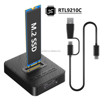 Enclosure SSD M.2, Chip RTL9210C Protokol Ganda NVMe & SATA Pembaca SSD M.2, Casing SSD M2 Eksternal USB 3.2 Gen2 Tipe-C, 10Gbps
