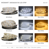 Bande LED WISMART 12V SMD5630 5730 60 90 120 LED/m 1m IP20 Flexible Haute Luminosité Blanc Chaud Blanc Froid Éclairage d'Armoire