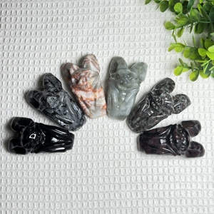 خفافيش كريستالية طبيعية مصنوعات حرفية شعبية منحوتات حيوانية منحوتات خفاش سبج أسود يوبيرليت للبيع - Product Image 6