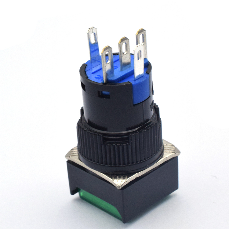 3-Pack 16mm Push Button Switch - Latching SPDT 5-Pin With Green LED Light DC 24V