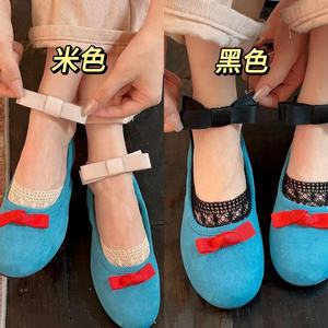 Lace Trimmed Bow Low Cut Invisible <b>Socks</b> Women Breathable Cotton Boat <b>Socks</b> Solid Color <b>Black</b> Beige Youth 18-40 Years Old - Product Image 3