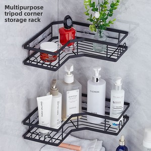 Étagère de rangement de salle de bain en métal à 3 niveaux, à fixer en coin, avec porte-savon et porte-brosse à dents, gain de place - Product Image 2