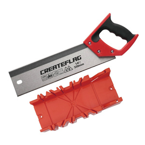 Createflag Juego de caja de ingletes DIY <span class=keywords><strong>con</strong></span> sierra de mano para corte de madera de jardín, personalizable, de acero de alto carbono - Product Image 1