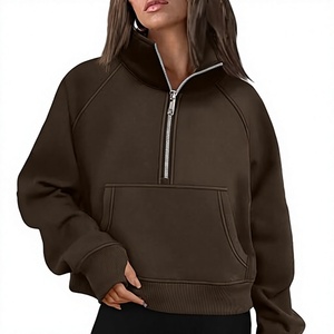 Women Contrast Mock Neck Sweatshirt Oversized <b>Light</b> <b>Blue</b> Fleece Pullover Drop Shoulder <b>Long</b> <b>Sleeve</b> Sweater Loose <b>Top</b> - Product Image 1