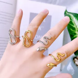 Elegant Handmade S-shaped Adjustable Ring snake rings for women 18k gold plated Rings For Women