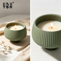 YBH Custom 225ML Nordic Home Decor Handmade Ceramic Eco-Friendly Matte Candle Jars Custom Logo Colorful Vessels Valentine's Day