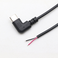 90-Grad-USB-C-auf-2-Pin-Kabel mit Offenem Ende, Rechtwinkligem USB-Typ-C-Stecker, Pigtail-Stromkabel