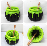 Seau à Boissons Gonflable en Forme de Chaudron de Sorcière d'Halloween en PVC, Idéal pour la Décoration de Scène de Fête et comme Accessoire de Présentation de Boissons