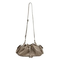 Sac à bandoulière plissé en cuir PU haut de gamme, style vintage européen-américain, avec cordon de serrage, pour femme