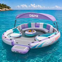 Plateforme flottante gonflable sur mesure avec auvent d'ombrage pour la location en resort et les sports nautiques