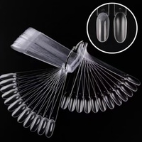 Présentoir de 50 faux ongles naturels transparents, blancs et noirs de haute qualité pour la pratique du gel et la nuancière de couleurs – Idéal pour le dropshipping