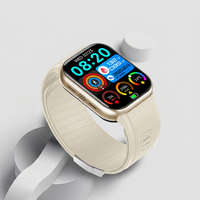 Jam Tangan Pintar AMOLED Persegi 1,95 Inci dengan Pengukur Tekanan Darah, Detak Jantung 24/7, SpO2, Pelacak Tidur, dan Tali Silikon untuk Lansia