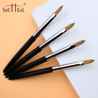 Pinceaux à ongles en acrylique Kolinsky allemands de haute qualité, manche en métal noir, faits à la main, pinceaux à ongles de qualité supérieure, manucure Socheal # 2- # 24