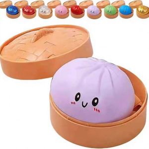 Jouet Squishy en forme de Bao Bun avec visage souriant mignon, en éponge, avec mini cuiseur vapeur, créatif, anti-stress, décoratif, cadeau - Product Image 3