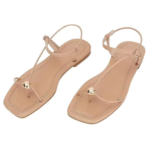 Sandales plates noires à bout ouvert pour femmes, collection Printemps-Été 2025, idéales pour les fêtes, le bureau et la plage, style tongs - Product Image 1