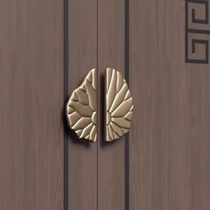 Maniglia <span class=keywords><strong>per</strong></span> Porta d'Ingresso a Foglia di Loto, Finitura Bronzo Anticato, <span class=keywords><strong>per</strong></span> Ville di Lusso, Grandi Porte in Legno e Vetro, Grado Architettonico - Product Image 1