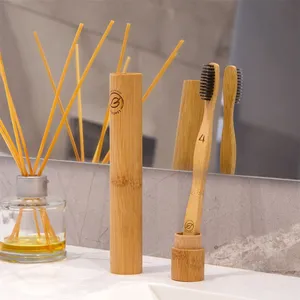 Amazon vendita caldo 2022 Eco-Friendly bambini Naturale Biodegradabile di legno di bambù nano spazzolino da denti 4 set