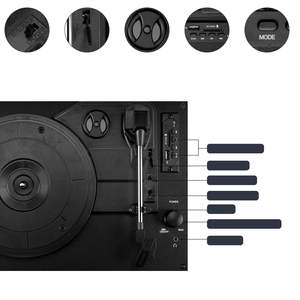 Tocadiscos Portátil Retro de Vinilo con Diseño de Maleta, 3 Velocidades, Bluetooth, USB, Reproductor de Discos con Altavoces Integrados para Fiestas en Casa, Regalo, Audio - Product Image 4