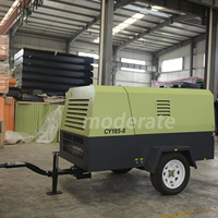 Compresseur d'air portable diesel compact de 185 CFM, 145 PSI, 8 bars, 36,8 kW sur remorque pour le sablage et les explosions