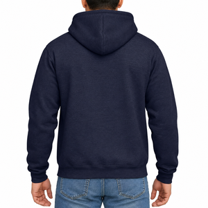 <b>Men's</b> Solid <b>Navy</b> Blue Pullover <b>Hoodie</b> Casual Long Sleeve Sweatshirt Kangaroo Pocket Top Selling Unique Design 100% Organic - Product Image 4