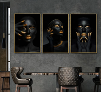 Vente en gros de posters et impressions murales de haute qualité sur toile africaine, 3 panneaux, femmes africaines noires, impression numérique, décoration intérieure